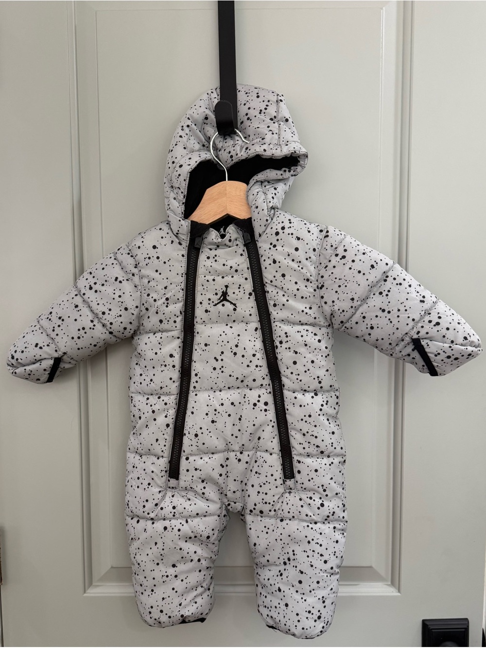 Jordan White Speckle Hooded Puffer One-Piece